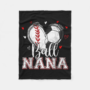 Ball nana baseball soccer heart nana of both fleece blanket