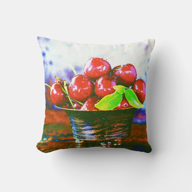 "Ball Of Cherries Fruit" Cute Photo. Buy Now Throw Pillow (Front)