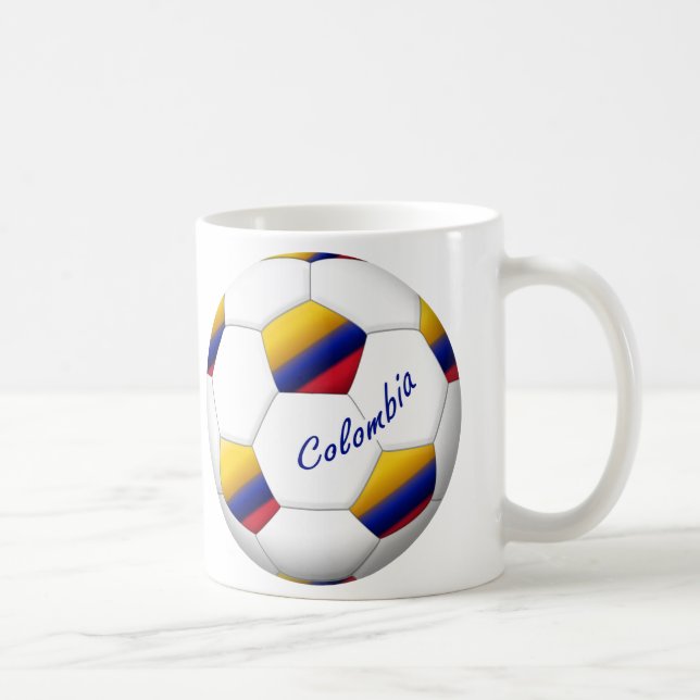 Ball of COLOMBIA SOCCER National flag Coffee Mug (Right)