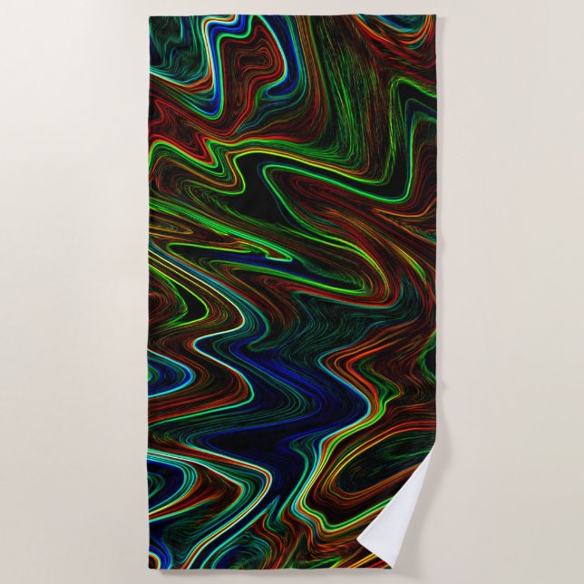 Ball of coloured wool rolled out, what does it do? beach towel (Front)
