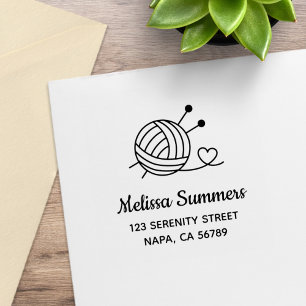Ball of Knitting Yarn Craft Address Rubber Stamp