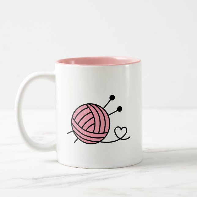 Ball of Knitting Yarn Craft - All You Knit is Love Two-Tone Coffee Mug (Left)