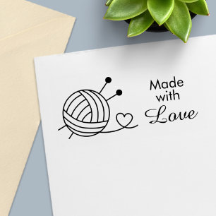 Ball of Knitting Yarn Craft - Made with Love Self-inking Stamp