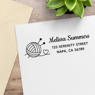 Ball of Knitting Yarn Craft Return Address Rubber Stamp