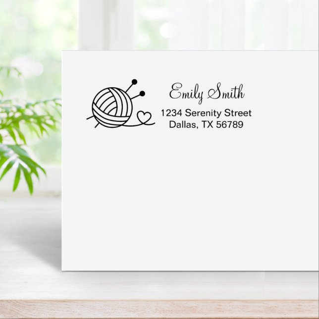 Ball of Knitting Yarn Craft Return Address Rubber Stamp (Creator Uploaded)