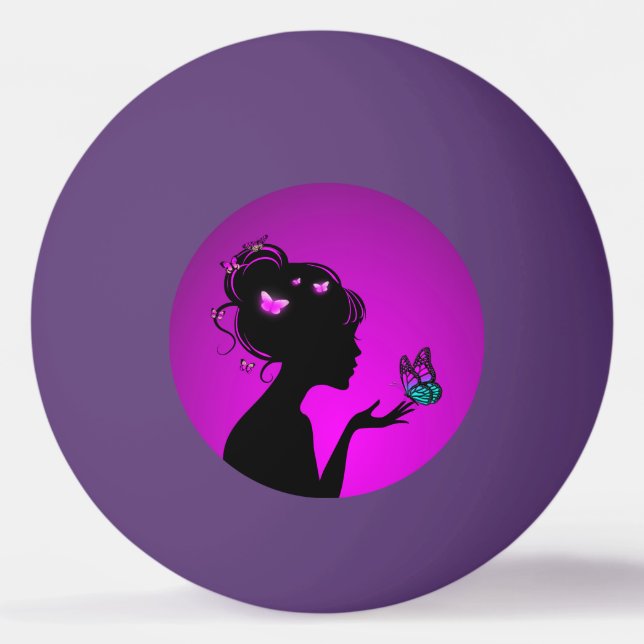 Ball Of Ping Pong The Woman Purple Butterflies (Front)