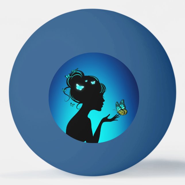 Ball Of Ping Pong Women Butterflies Blue (Front)