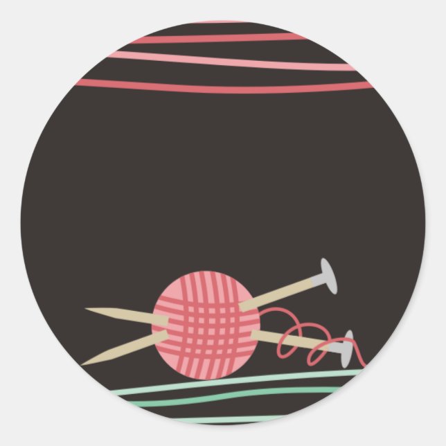 ball of yarn knitting crafts packaging gift sticke classic round sticker (Front)