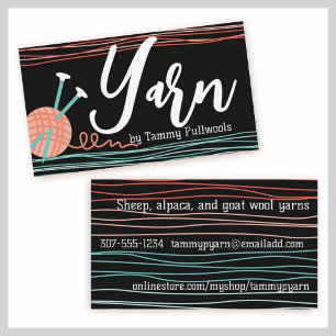 ball of yarn knitting crochet crafts business card