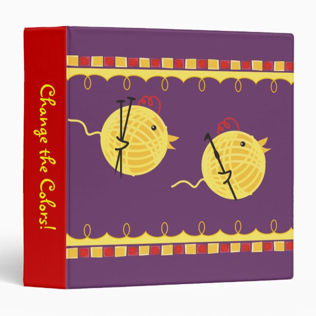 ball of  yarn knitting needles crochet hook chicks binder (Front/Spine)