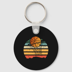 Ball On Basket Basketball Vintage Sport Player Coa Keychain