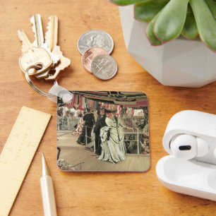 Ball on Shipboard by James Tissot, Victorian Art Keychain