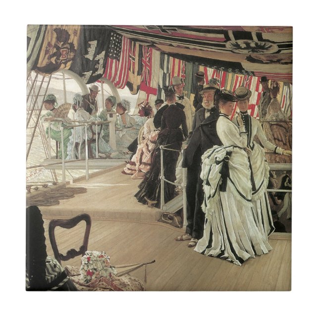 Ball on Shipboard by James Tissot, Victorian Art Tile (Front)
