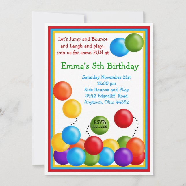 Ball Pit, Bounce House, Birthday Invitations (Front)