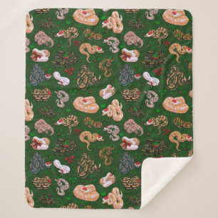 Ball Python Morph Holiday Green Sherpa Blanket