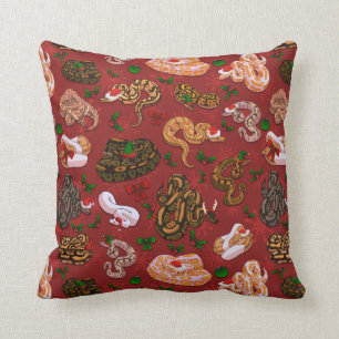 Ball Python Morph Holiday Red Throw Pillow