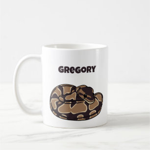 Ball Python Snake, Brown and Tan Personalized Coffee Mug