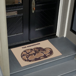 Ball Python Snake, Brown and Tan Personalized Doormat