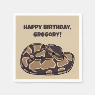 Ball Python Snake, Brown and Tan Personalized Napkin