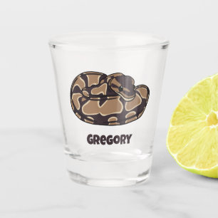 Ball Python Snake, Brown and Tan Personalized Shot Glass
