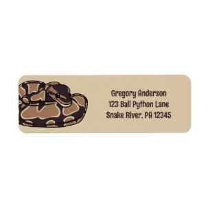 Ball Python Snake, Brown and Tan Return Address