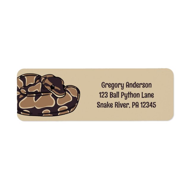 Ball Python Snake, Brown and Tan Return Address (Front)