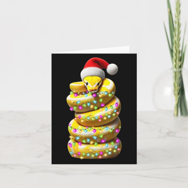 Ball Python Snake Christmas Hat Xmas  Card (Front)