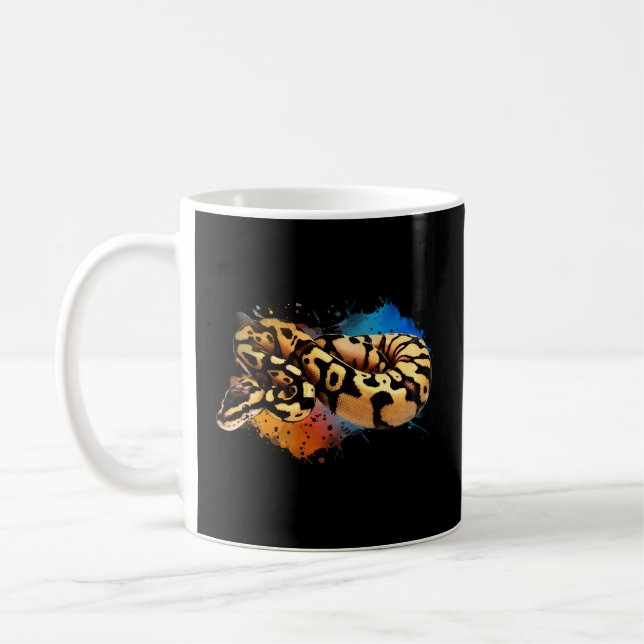 Ball Python Watercolor Reptile Keeper Paint Splash Coffee Mug (Left)
