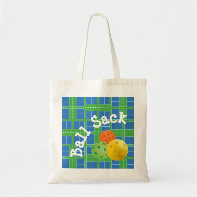 Ball Sack for Pickleballs - Blue and Green Tote Ba (Front)