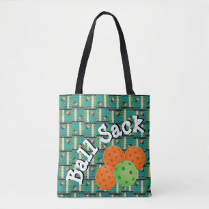 Ball Sack for Pickleballs - Teal, Orange, & Green  Tote Bag