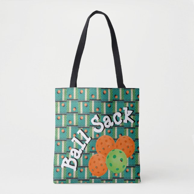 Ball Sack for Pickleballs - Teal, Orange, & Green  Tote Bag (Front)