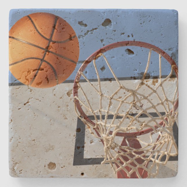 Ball Scoring Points At Basketball,   Stone Coaster (Front)