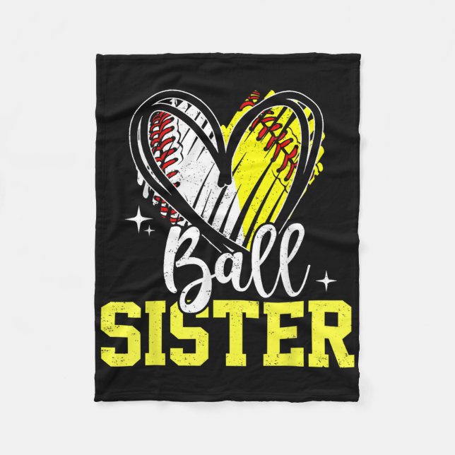Ball Sister Softball Baseball Sister  Fleece Blanket (Front)