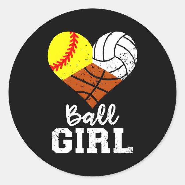 Ball Softball Volleyball Basketball Classic Round Sticker (Front)