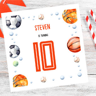 Ball sports kids birthday napkin