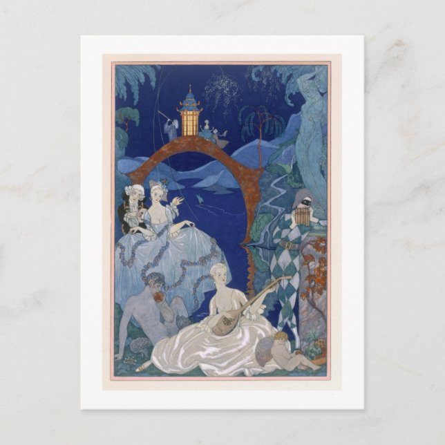 Ball Under the Blue Moon, illustration for 'Fetes Postcard (Front)