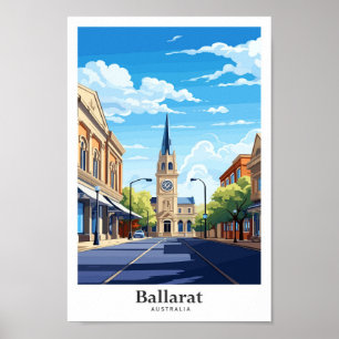 Ballarat Australia Travel Art Vintage Illustration Poster