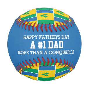 Balle De Baseball #1 NUMÉRO 1 Fête des pères DAD ST VINCENT Drapeau
