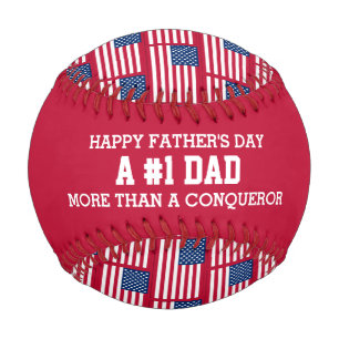 Balle De Baseball #1 Numéro 1 Papa CONQUEROR USA American Flag