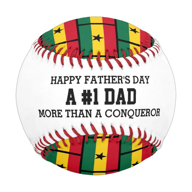 Balle De Baseball #1 NUMÉRO 1 PAPA Fête des pères GHANA DRAPEAU (Devant)