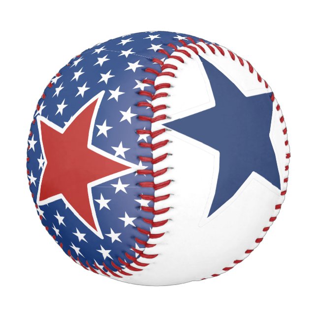 Balle De Baseball 4 juillet Etoiles, Rouge Blanc et Bleu (Angle)