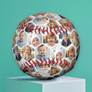 Balle De Baseball 5 Photo Collage Honeycomb Hexagon Motif - blanc