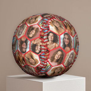 Balle De Baseball 7 Photo Collage - funky honeycomb motif - rouge