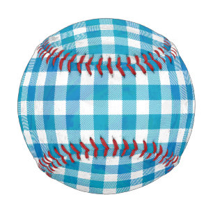 Balle De Baseball à damiers Buffalo Plaid bleu et blanc