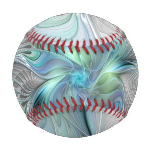 Balle De Baseball Abstrait Bleu Vert Papillon Imaginaire Fractal Art