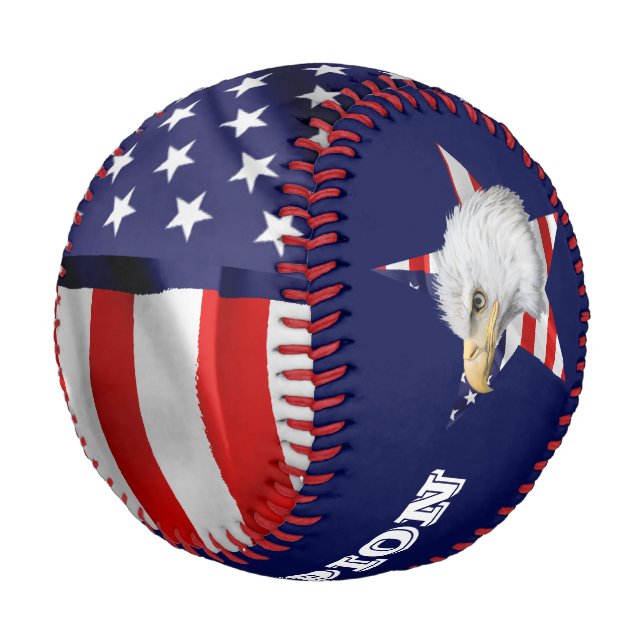 Balle De Baseball Aigle Extraordinaire, Drapeau Américain, Étoile (Angle)
