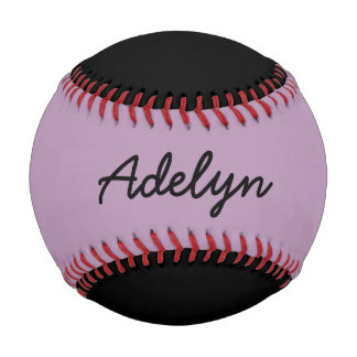 Balle De Baseball Ajouter un nom Custom Black and Lavender Baseball