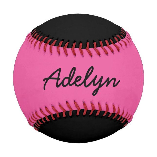 Balle De Baseball Ajouter un nom Custom Black and Pink Baseball (Devant)