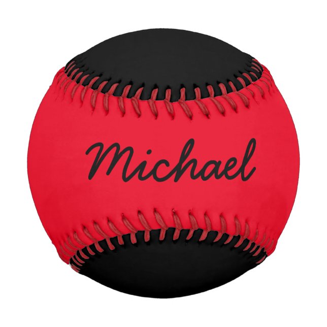 Balle De Baseball Ajouter un nom Custom Black and Red Baseball (Devant)