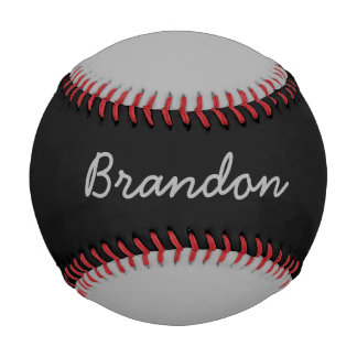 Balle De Baseball Ajouter un nom Custom Grey and Black Baseball